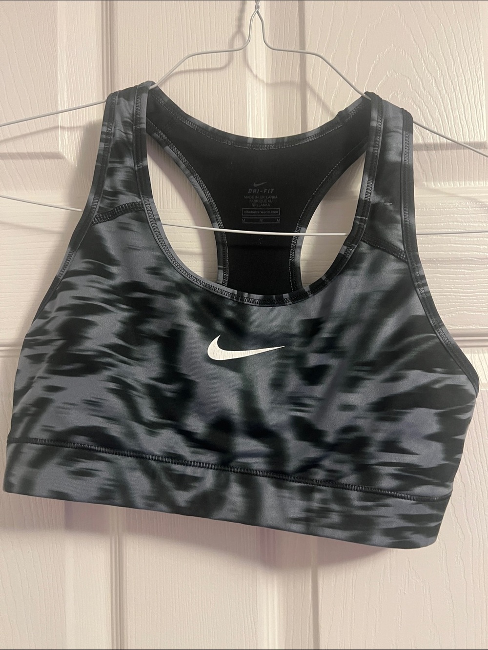Nike Black & Gray Patterned Dri-FIT Sports Bra